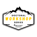 Doctoral Workshop Series logo in black and yellow with a mountain range at the top.