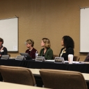 Panel at the 2019 Doctoral Symposium; from left to right: Dr. Elizabeth Bellows, Dr. Devery Ward, Dr. Stacy Holliday, Dr. Brooksie Sturdivant, JuanEs Ramirez